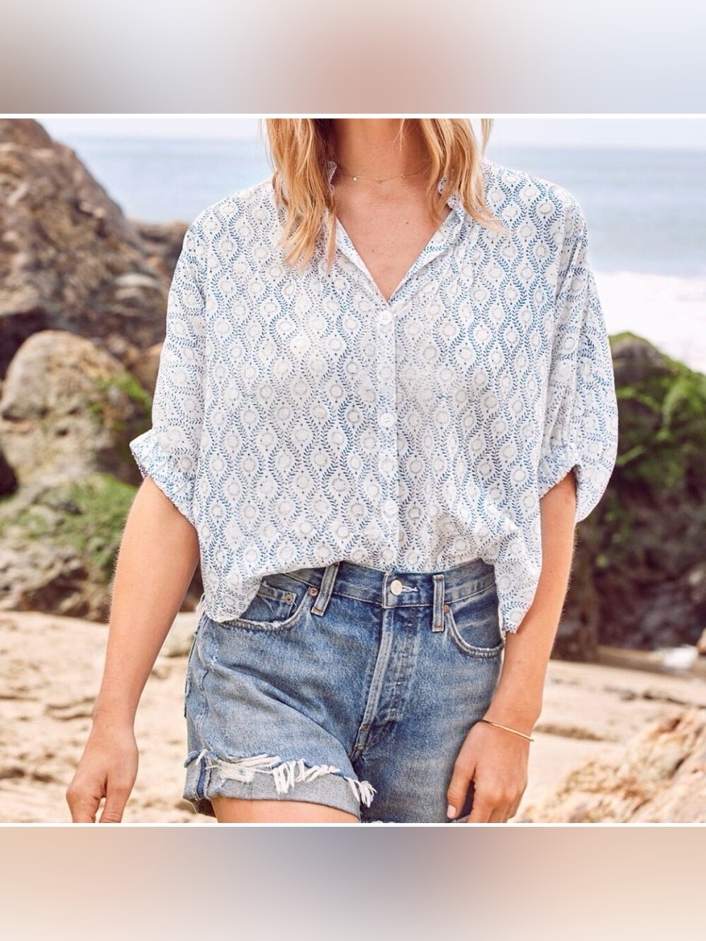 EMERSON FRY Mandarin Collar Top Size OS